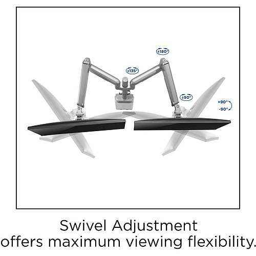 Lorell Mounting Arm for Monitor - Gray Height Adjustable - 2 Display(s) Supported - 19.80 lb Load Capacity - 75 x 75, 100 x 100 - 1 Each (LLR99803)
