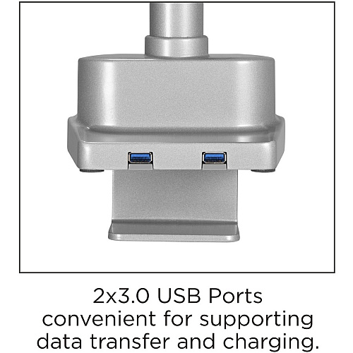 Lorell Mounting Arm for Monitor - Gray Height Adjustable - 2 Display(s) Supported - 19.80 lb Load Capacity - 75 x 75, 100 x 100 - 1 Each (LLR99803)