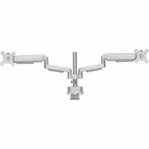 Lorell Mounting Arm for Monitor - Gray Height Adjustable - 2 Display(s) Supported - 19.80 lb Load Capacity - 75 x 75, 100 x 100 - 1 Each (LLR99803)