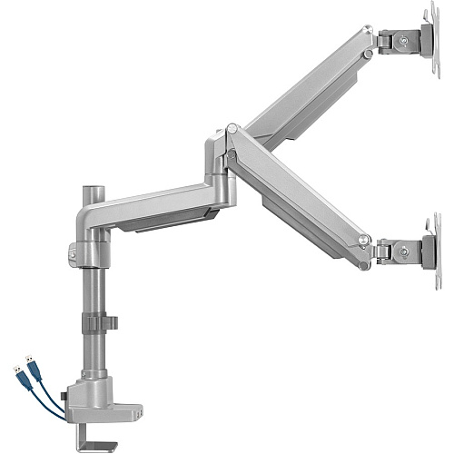 Lorell Mounting Arm for Monitor - Gray Height Adjustable - 2 Display(s) Supported - 19.80 lb Load Capacity - 75 x 75, 100 x 100 - 1 Each (LLR99803)