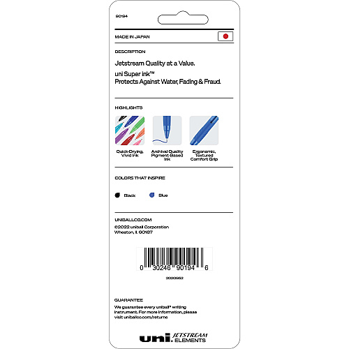 uni-ball uni&reg; Jetstream Elements Ballpoint Pen 1 mm Medium Pen Point - Assorted Ink - Gel-based - 3 / Pack (90194)