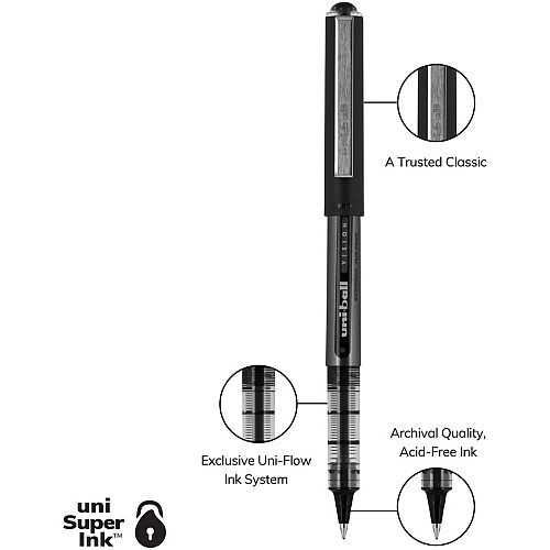 uni-ball uniball&trade; Vision Rollerball Pen 0.38 mm Ultra Micro Pen Point - Red Ink - 1 Dozen (70133)