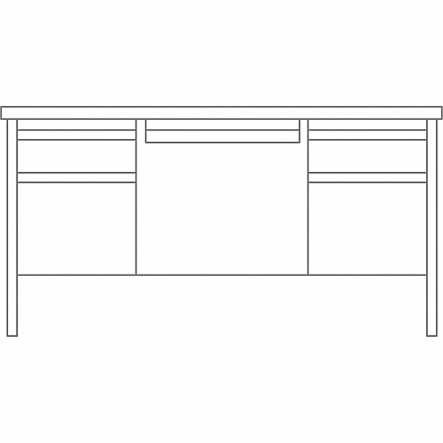 Lorell Fortress Series Double-Pedestal Teachers Desk 30" Height x 60" Width x 29.5" Depth, 0.8" Height Modesty Panel - Double Pedestal - T-mold Edge - Material: Steel - Finish: Maple, Black (LLR03155)