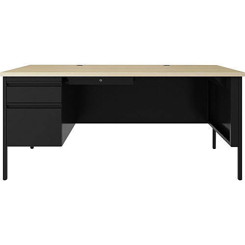 Lorell Fortress Series Left-pedestal Desk 29.5" Height x 66" Width x 30" Depth, 29.5" Height Modesty Panel - Single Pedestal on Left Side - T-mold Edge - Material: Steel - Finish: Black - 1 Each (LLR03129)