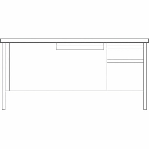 Lorell Fortress Series 66" Right-Pedestal Desk 30" Height x 66" Width x 29.5" Depth, 0.8" Height Modesty Panel, x 1.1" Thickness Top - Single Pedestal on Right Side - Square Edge - Material: Steel - Finish: Black (LLR66906)