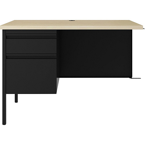 Lorell Fortress Series Left-Pedestal Return 24" Height x 42" Width x 29.5" Depth, 0.7" Height Modesty Panel, 1.1" Thickness Top - Single Pedestal on Left Side - Square Edge - Material: Steel - Finish: Black - 1 Each (LLR03150)