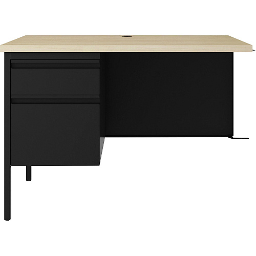 Lorell Fortress Series Left-Pedestal Return 24" Height x 42" Width x 29.5" Depth, 0.7" Height Modesty Panel, 1.1" Thickness Top - Single Pedestal on Left Side - Square Edge - Material: Steel - Finish: Black - 1 Each (LLR03150)
