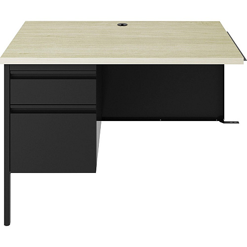 Lorell Fortress Series Left-Pedestal Return 24" Height x 42" Width x 29.5" Depth, 0.7" Height Modesty Panel, 1.1" Thickness Top - Single Pedestal on Left Side - Square Edge - Material: Steel - Finish: Black - 1 Each (LLR03150)
