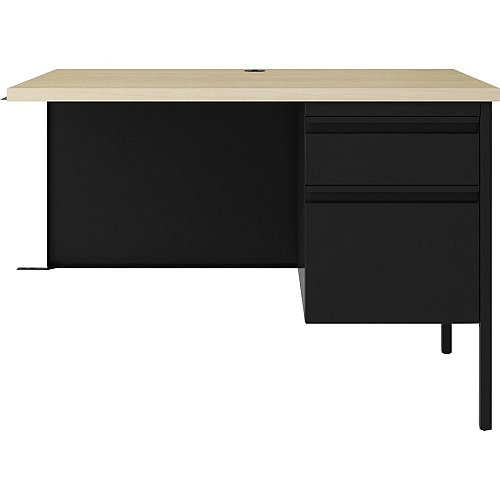 Lorell Fortress Series Right-pedestal Return 24" Height x 42" Width x 29.5" Depth, 0.7" Height Modesty Panel, 1.1" Thickness Top - Single Pedestal on Right Side - Square Edge - Material: Steel - Finish: Black - 1 Each (LLR03140)