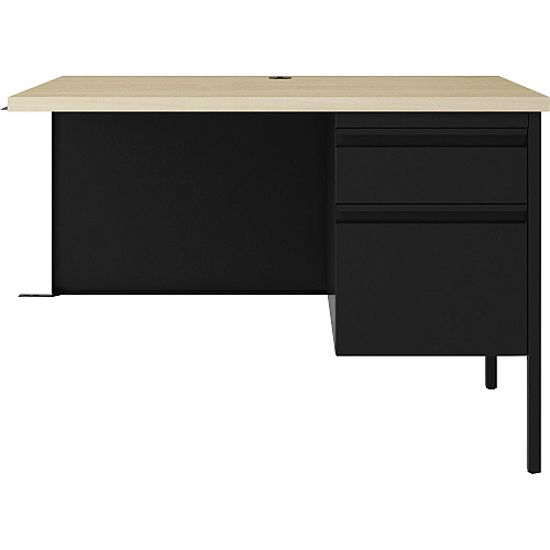 Lorell Fortress Series Right-pedestal Return 24" Height x 42" Width x 29.5" Depth, 0.7" Height Modesty Panel, 1.1" Thickness Top - Single Pedestal on Right Side - Square Edge - Material: Steel - Finish: Black - 1 Each (LLR03140)