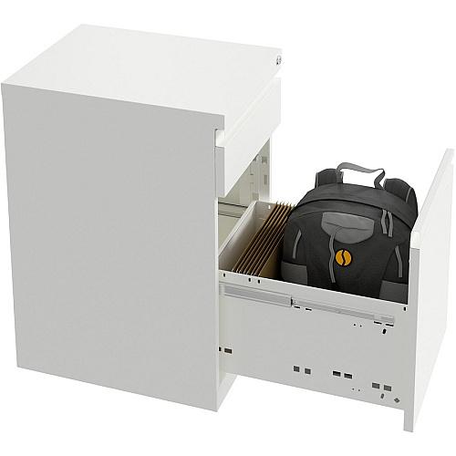 Lorell Mobile File Cabinet with Backpack Drawer 20" Height x 15" Width x 27.8" Depth - 2 x Box, File Drawer(s) - Finish: White (LLR03103)
