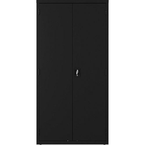 Lorell Wardrobe Storage Cabinet 36" Width x 18" Depth x 72" Height - 2 x Shelf(ves) - Durable, Welded, Recessed Handle, Removable Lock, Locking System, Adjustable Shelf - Black - Steel - Recycled (LLR03088)