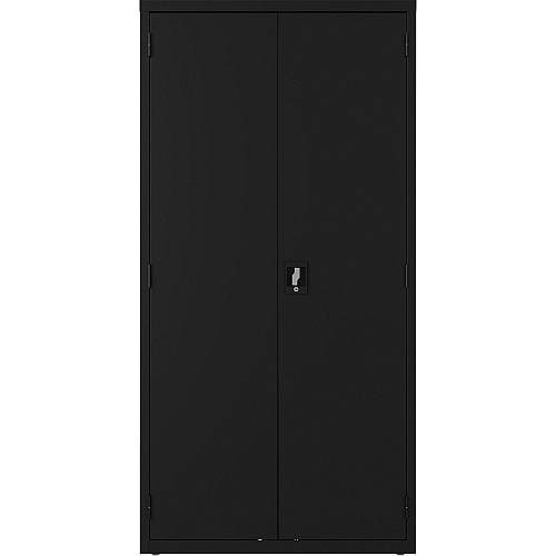 Lorell Wardrobe Storage Cabinet 36" Width x 18" Depth x 72" Height - 2 x Shelf(ves) - Durable, Welded, Recessed Handle, Removable Lock, Locking System, Adjustable Shelf - Black - Steel - Recycled (LLR03088)