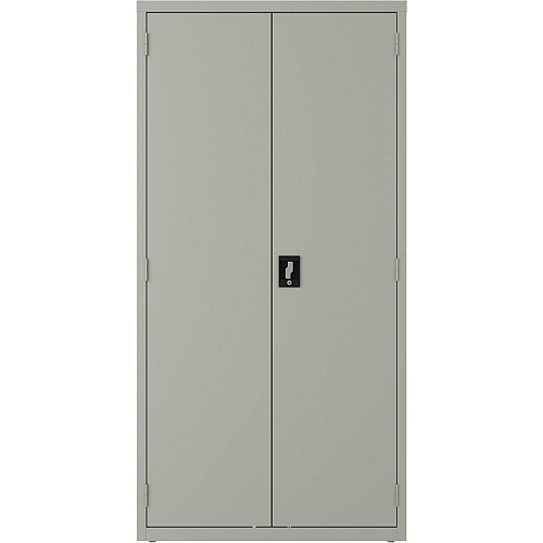 Lorell Wardrobe Storage Cabinet 36" Width x 18" Depth x 72" Height - 2 x Shelf(ves) - Durable, Welded, Recessed Handle, Removable Lock, Locking System, Adjustable Shelf - Light Gray - Steel - Recycled (LLR03089)