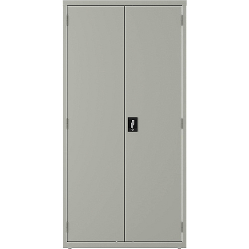 Lorell Wardrobe Storage Cabinet 36" Width x 18" Depth x 72" Height - 2 x Shelf(ves) - Durable, Welded, Recessed Handle, Removable Lock, Locking System, Adjustable Shelf - Light Gray - Steel - Recycled (LLR03089)