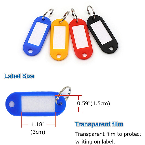 CARL Split Ring Key Tags 3" Length x 3" Width - Ring Fastener - Plastic - Assorted - 20 / Pack (81020)