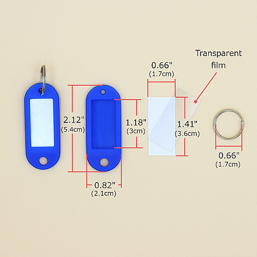 CARL Split Ring Key Tags 3" Length x 3" Width - Ring Fastener - Plastic - Assorted - 20 / Pack (81020)