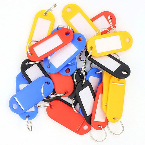 CARL Split Ring Key Tags 3" Length x 3" Width - Ring Fastener - Plastic - Assorted - 20 / Pack (81020)
