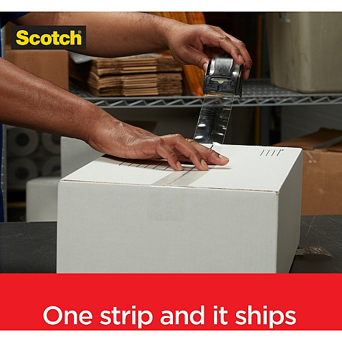 Scotch Box Lock Packaging Tape 54.60 yd Length x 1.88" Width - Clear - Dispenser Included - 1 Roll (3950RD)