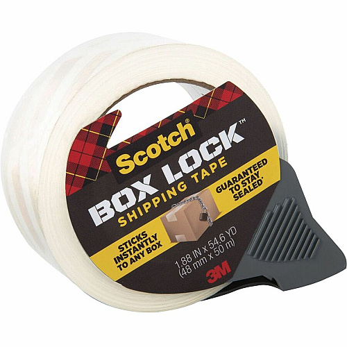 Scotch Box Lock Packaging Tape 54.60 yd Length x 1.88" Width - Clear - Dispenser Included - 1 Roll (3950RD)