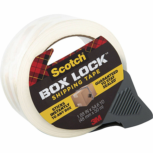 Scotch Box Lock Packaging Tape 54.60 yd Length x 1.88" Width - Clear - Dispenser Included - 1 Roll (3950RD)