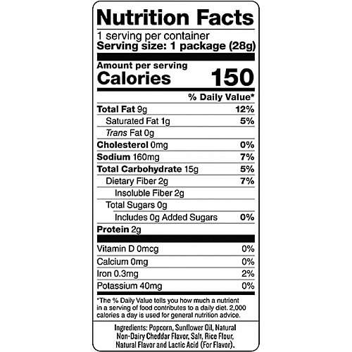 SkinnyPop White Cheddar Popcorn Preservative-free, Dairy-free, Gluten-free, Trans Fat Free, Tree-nut Free, Peanut-free - White Cheddar - 1 oz - 12 / Carton (00443)