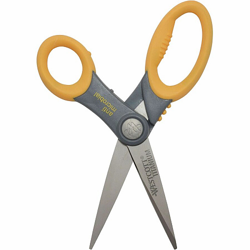 Westcott 8" Titanium Bonded Antimicrobial Scissors Left/Right - Titanium - Straight Tip - Gray/Yellow - 1 Each (17805)