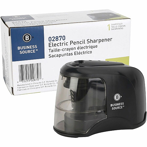Business Source 2-way Electric Pencil Sharpener AC Adapter Powered - Steel Alloy, ABS Plastic - 1 Each (BSN02870)