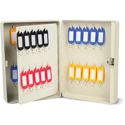 CARL Steel Security Key Cabinet 10.3" Length x 7" Width x 3.5" Height - Lockable, Wall Mountable - Ivory - Steel (80038)