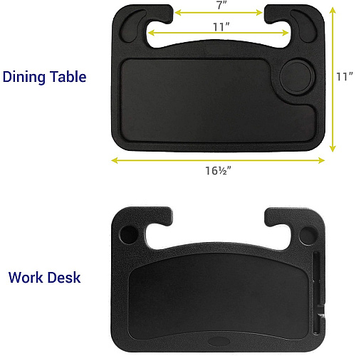 DAC Steering Wheel Desk 1" Height x 16.50" Width x 11" Depth x 16.50" Length - Compact, Sturdy, Portable - Black (21700)