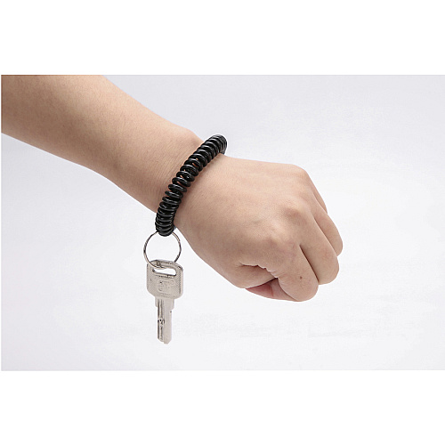 Sparco Split Ring Wrist Coil Key Holders 2.1" Height x 2.1" Width x 2.4" Length - Black - 6 / Pack (02882)