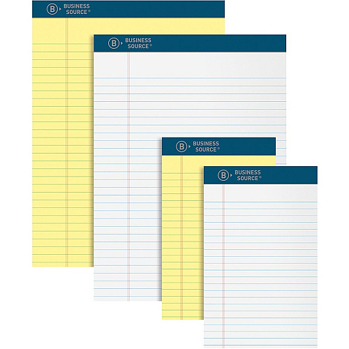 Business Source Premium Writing Pad 2.50" Height x 8.5" Width x 11.8" Length - White Paper - Tear Proof, Sturdy Back, Bleed-free - 1 Dozen (BSN03107)