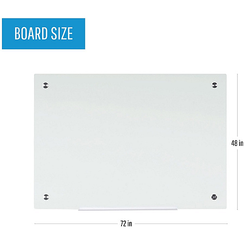 Bi-silque Magnetic Glass Dry Erase Board 48" (4 ft) Width x 72" (6 ft) Height - White Glass Surface - Rectangle - Horizontal/Vertical - Magnetic - 1 Each (GL120107)