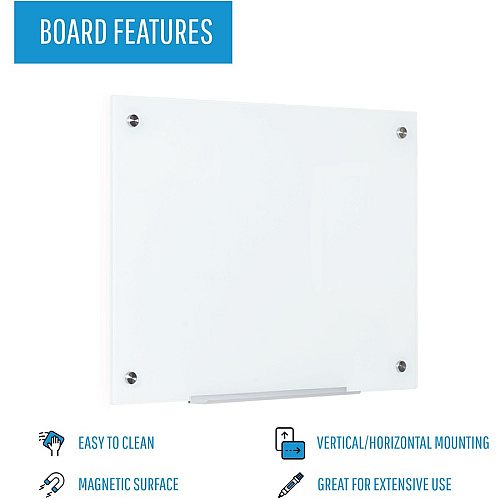Bi-silque Magnetic Glass Dry Erase Board 48" (4 ft) Width x 72" (6 ft) Height - White Glass Surface - Rectangle - Horizontal/Vertical - Magnetic - 1 Each (GL120107)