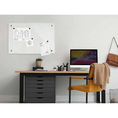 Bi-silque Magnetic Glass Dry Erase Board 48" (4 ft) Width x 72" (6 ft) Height - White Glass Surface - Rectangle - Horizontal/Vertical - Magnetic - 1 Each (GL120107)