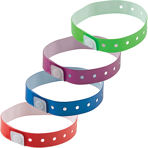 Advantus Colored Vinyl Wristbands Adjustable - 0" Height x 0.6" Width x 9.8" Length - Red - Vinyl - 100 / Pack (97761)