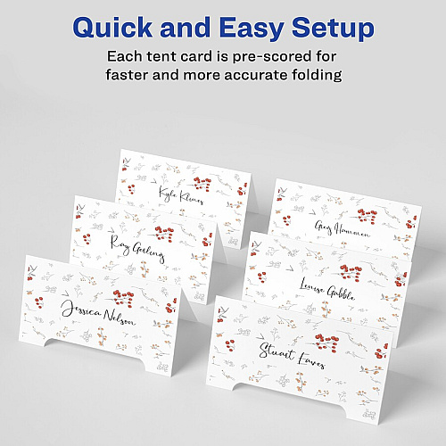 Avery&reg; Sure Feed Arched Tent Cards 97 Brightness - Letter - 8 1/2" x 11" - 65 lb Basis Weight - 176 g/m² Grammage - Matte - Printable, Scratch Proof, Die-cut, Perforated, Print-to-the-edge, Pre-scored, Smooth Edge, Foldable, Sturdy, Jam-f (35700)