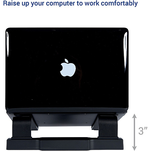 DAC Non-Skid Laptop Stand With 4-Port USB 3.0 Hub Up to 15.60" Screen Support - 20 lb Load Capacity - 3" Height x 12" Width x 9.75" Depth - Aluminum Alloy, Silicone, Acrylonitrile Butadiene Styrene (ABS) - Black - For Notebook - Non-skid, Durable, (21680)