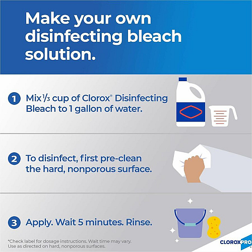 CloroxPro&trade; Clorox Germicidal Bleach Concentrate - 121 fl oz (3.8 quart) - Disinfectant, Deodorize - 1 Each (30966)