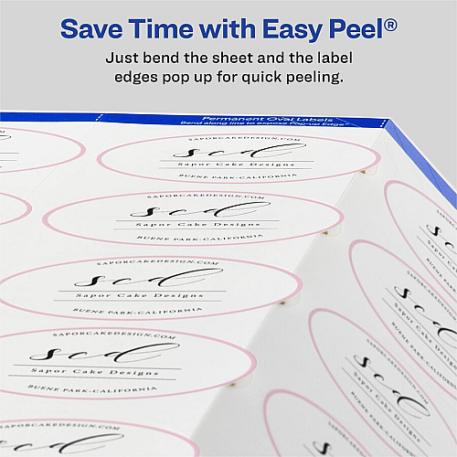 Avery&reg; Sure Feed Printable Glossy White Labels Waterproof - 1 1/2" Widthss x 2 1/2" Length - Permanent Adhesive - Oval - Inkjet, Laser - Glossy White - White - Paper - 18 / Sheet - 18 Total Sheets - 90 Total Label(s) - 90/Pack - 1 Carton (22814)