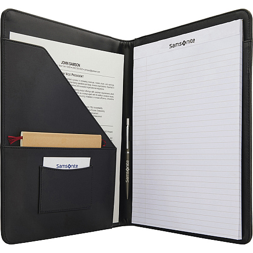 Samsonite Carrying Case (Portfolio) Accessories - Black Genuine Leather Body - 12.5" Height x 0.8" Width x 9.5" Depth - 1 Each (1164681041)