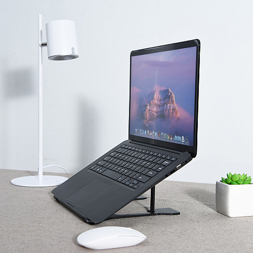 DAC Portable Laptop Stand With 6 Height Levels Notebook, Tablet Support - Aluminum Alloy, Silicon - Black (21688)