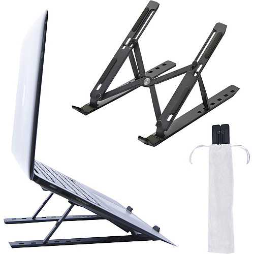 DAC Portable and Adjustable Laptop/Tablet Stand Notebook, Tablet, Cell Phone Support - Aluminum Alloy, Silicon - Black (21684)