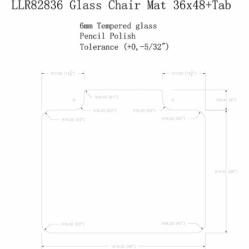 Lorell Tempered Glass Chairmat with Lip Hardwood Floor, Carpet48" Width x 36" Depth - Lip Size 23" Length x 6" Width - Tempered Glass - Clear - 1 Each (LLR82836)