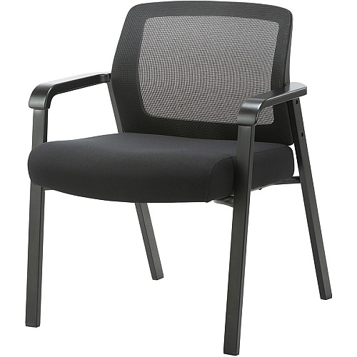 Lorell Big & Tall Mesh Low-Back Guest Chair Fabric Seat Material - Mesh Back Material - Steel Frame Material - Low Back - Black - 1 Each (LLR67003)