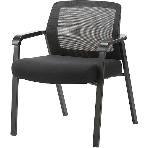 Lorell Big & Tall Mesh Low-Back Guest Chair Fabric Seat Material - Mesh Back Material - Steel Frame Material - Low Back - Black - 1 Each (LLR67003)