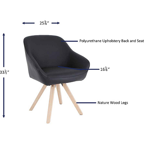 Lorell Natural Wood Legs Modern Guest Chair Four-legged Base - Black - 1 Each (LLR68564)