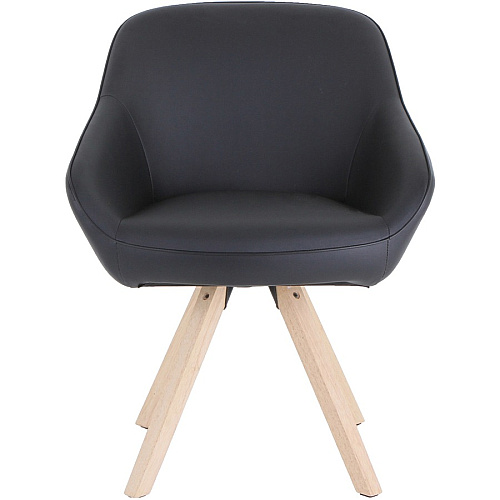 Lorell Natural Wood Legs Modern Guest Chair Four-legged Base - Black - 1 Each (LLR68564)