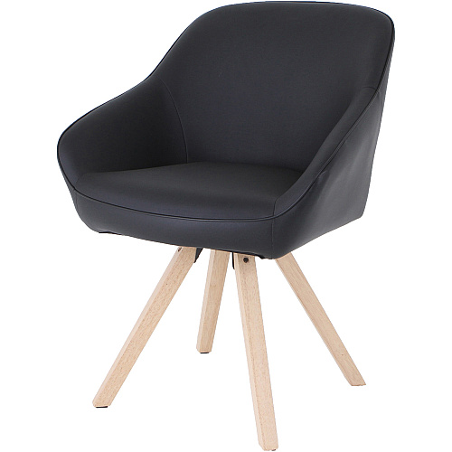 Lorell Natural Wood Legs Modern Guest Chair Four-legged Base - Black - 1 Each (LLR68564)