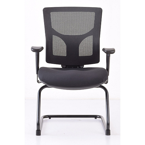 Lorell Conjure Guest Chair Fabric, Polyurethane Foam Seat Material - Mesh Back Material - Mid Back - Sled Base - Black - 1 Each (LLR62009)